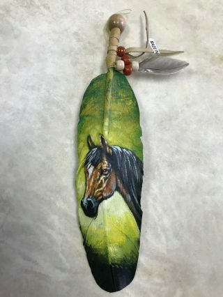 Hand Painted Feather,  Arts & Crafts,  Southwest Art,  Santa Fe Style,  Horse 2