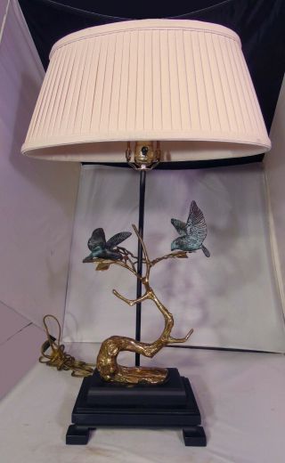 Frederick Cooper Brass Table Desk Lamp Birds In Tree