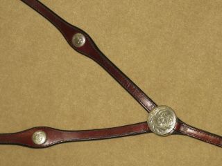Refined Vintage Silver Royal (circle Y) Western Breast Collar With Alpaca Silver