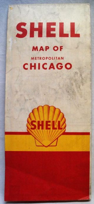 Shell Oil Metropolitan Chicago Illinois City Street Road Map 1959 Vintage Travel
