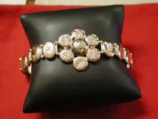 Vintage 14kt Gold Filled Diamond Flower 6 1/2 " Bracelet
