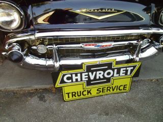 Chevrolet Truck Service Double Sided Porcelain Sign