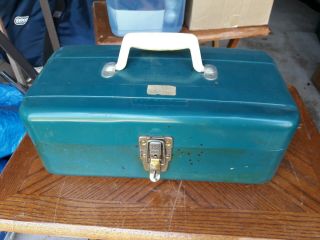 Vintage Blue Metal Fishing Tackle Box - Union Steel Chest Usa