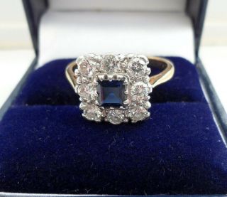Fabulous Art Deco 18ct Gold Platinum Sapphire And Diamond 0.  80ct Ring Size Q
