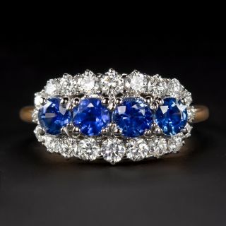 1.  91tw Natural Sapphire Diamond Ring Vintage Style Engagement Band Cocktail Blue