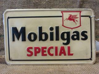Vintage Embossed Mobilgas Motor Oil Company Sign Antique Old Gas Auto 8422