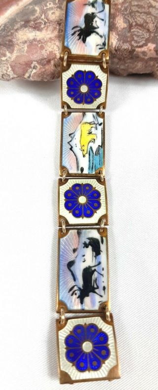 vintage David Andersen Colorful sterling and enamel bracelet Elk,  polar bear 2