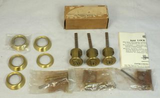 Three Vintage Best Brass Interchangeable Core Sfic Rim Lock Cylinders 1e62