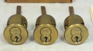 Three Vintage Best Brass Interchangeable Core SFIC Rim Lock Cylinders 1E62 2
