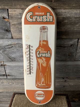 Vintage Orange Crush Advertising Sign Thermometer