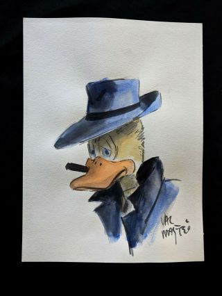 Val Mayerik Signed Howard The Duck Hand Painted Comic Art 8.  5 " X11 "