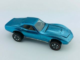 Hot Wheels Redline Custom Corvette Light Blue Us Tan Interior Ex/nm Tough Car