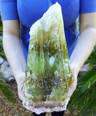 Outstanding Large 9 1/2 Inch Multi Color Green Calcite Crystal