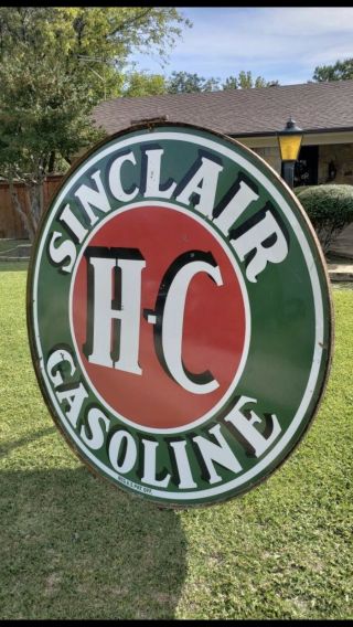 6ft Sinclair Hc Porcelain Sign With Ring Double Sided.