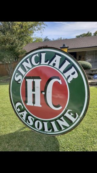 6ft Sinclair HC Porcelain Sign With ring Double Sided. 2