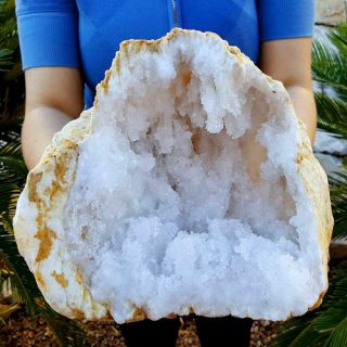 Big 8 Inch Prestine White Quartz Crystal Geode Morocco
