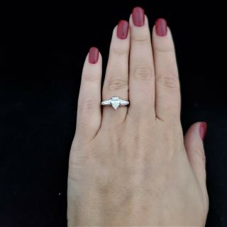 Vintage 1.  5ct Diamond Platinum Pear Cut Engagement Ring Retro 1950s GIA Grading 3