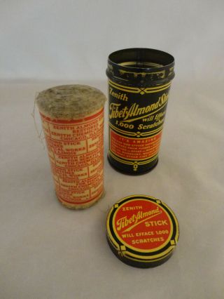 Vintage Old Zenith Tibet Almond Stick Scratch Remover Advertising Tin & Contents