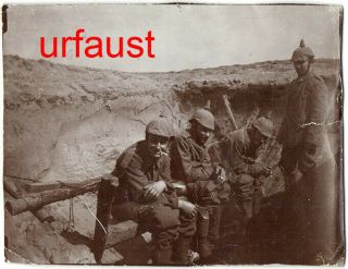 German Wwi Soldiers On Latrine Trench Photo
