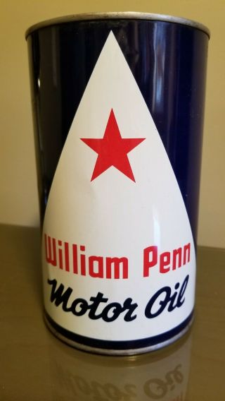 Vintage North Star William Penn Motor Oil 1 Quart Full Can Collectible