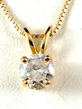 Fabulous 14k Yellow Gold Chain Necklace Round.  5 Carat Diamond Solitaire Pendant