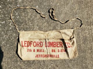 Vintage Ledford Lumber Co Nail Apron Jeffersonville Indiana In Hardware Store