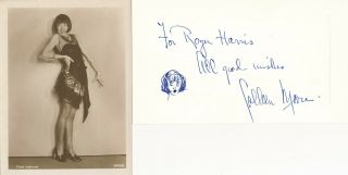 Colleen Moore - Vintage Signed Card With Sketch
