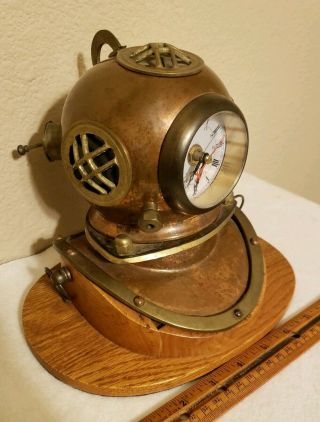 Quartz Navy Divers Helmet Mark V Brass - Copper Antique Diving Helmet Ship ' s Clock 2