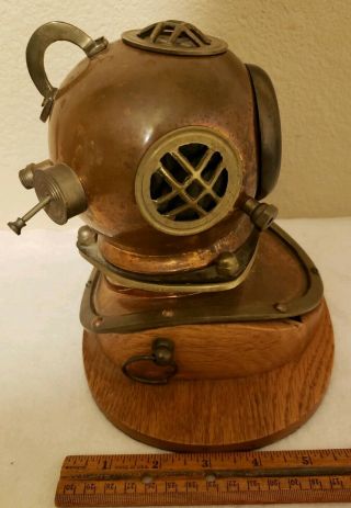 Quartz Navy Divers Helmet Mark V Brass - Copper Antique Diving Helmet Ship ' s Clock 3