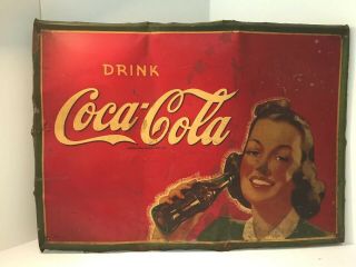Antique Vintage Usa Drink Coca Cola Soda Metal Tin Art Advertising Store Sign Us