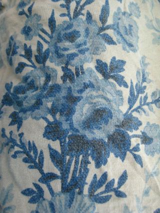 VTG Ralph Lauren 100 Linen Duvet Cover Queen Blue Rose Tan Cottage Floral ITALY 2