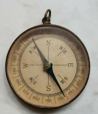 Vintage 1930 Japanese Brass Copper Miniature Compass Made Japan