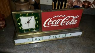 1950 " S Coca Cola Fountain Lunch Counter Clock Light Up Sign Coke