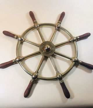 Rare Vintage Nautical 25 " Ships Wheel Brown Brothers Rosebanks Ironworks