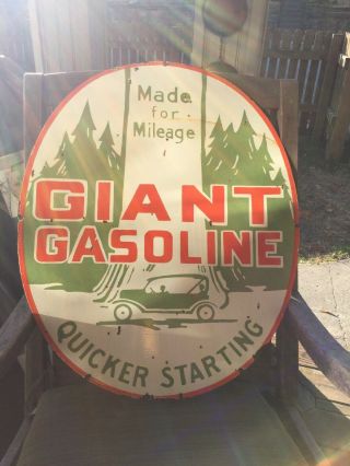 Giant Gasoline Double Sided Porcelain Sign