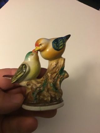 Vintage Ceramic Bird On Log Figurine Made In Occupied Japan
