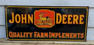 Huge Vintage John Deere Porcelain Farm Implements Tractor Gas Station Barn Sign