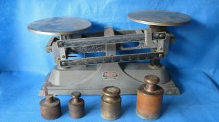 Old - Vintage - Ohaus Trip Balance Scale With 4 Weights