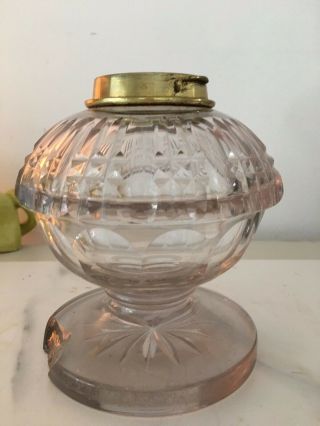Antique Small Cut Glass Oil Lamp With Hinks & Sons Burner Collar