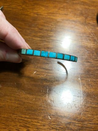 Vintage Native American Silver Tone Turquoise Inlay Cuff Bracelet