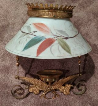 Vintage Brass Hanging Lamp Parts With Shade