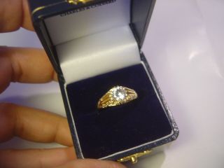 Stunning 9 Ct Yellow Gold Chunky Gents Ring Size T - Sparkly Vintage - Lovley Detail