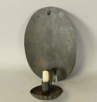 A Rare 18th C Tin Candle Sconce In The Best Grungy Surface Shield Back