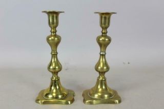 Early 19th C Federal Period Brass Candlesticks Push Ups Early Form