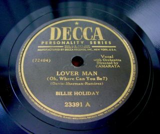 Billie Holiday Lover Man/that Ole Devil Called Love 78 Rpm Orig Decca Jazz