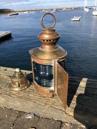 Vintage Nautical Marine Ships Lantern,  Antique Bow Oil Lamp,  Perko Perkins