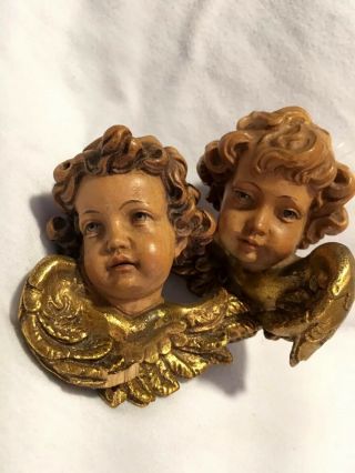Vintage/anri/italy/wood - Cherub Angel Putti Head,  Christmas Ornaments (gorgeous)