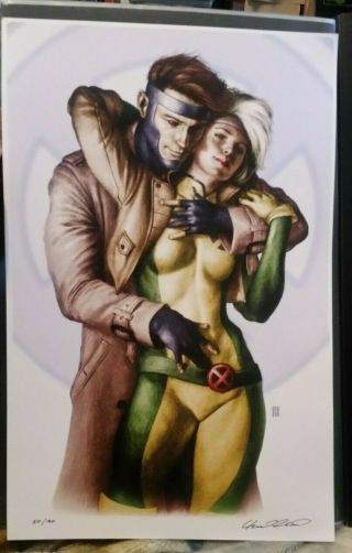 Signed Limited Edition 11 X 17 Rogue And Gambit Print By Mike Choi