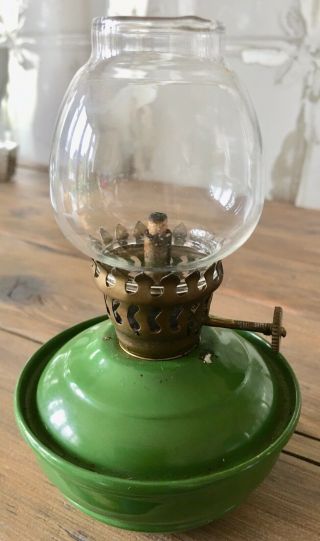 Vintage Pixie Oil Lamp With Clear Glass Shade