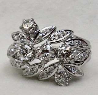 Antique Victorian 1.  06 Ct.  Old European & Rose Cut Diamond Cluster Ring 14k Gold